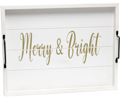 Elegant Designs Decorative Wood Serving Tray with Handles, 15.50" x 12"