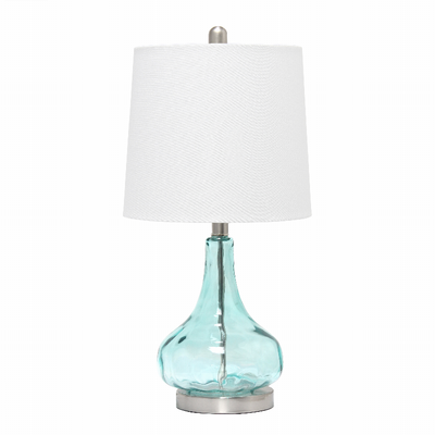 Lalia Home Rippled Glass Table Lamp with Fabric Shade