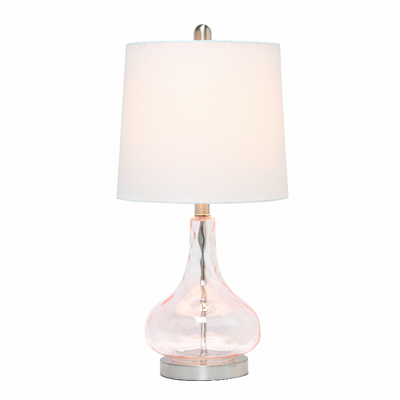 Lalia Home Rippled Glass Table Lamp with Fabric Shade