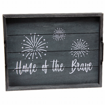 Elegant Designs Decorative Wood Serving Tray with Handles, 15.50" x 12"