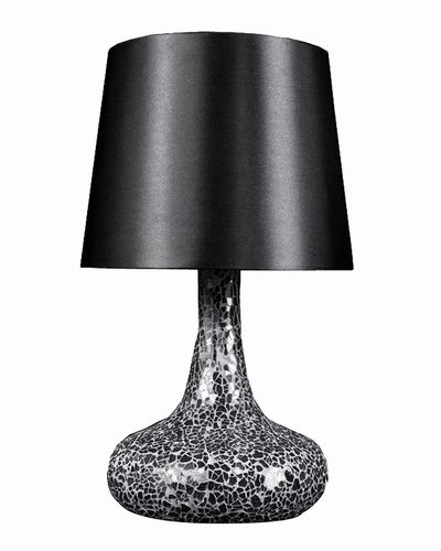 Simple Designs Mosaic Tiled Glass Genie Table Lamp with Fabric Shade