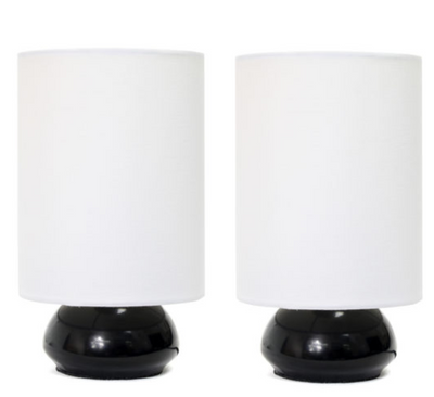 Simple Designs Gemini Colors 2 Pack Mini Touch Table Lamp Set with Fabric Shades