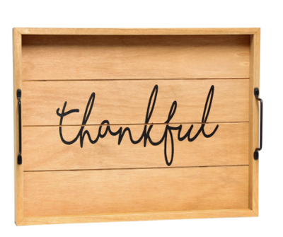 Elegant Designs Decorative Wood Serving Tray with Handles, 15.50" x 12"