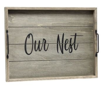 Elegant Designs Decorative Wood Serving Tray with Handles, 15.50" x 12"