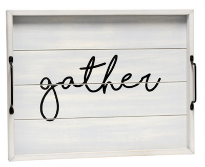 Elegant Designs Decorative Wood Serving Tray with Handles, 15.50" x 12"