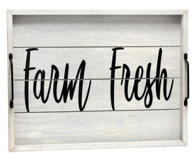 Elegant Designs Decorative Wood Serving Tray with Handles, 15.50" x 12"