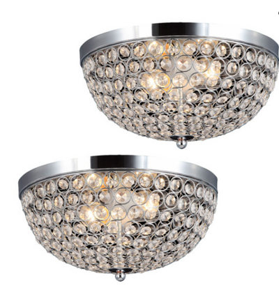 Elegant Designs 2 Light Elipse Crystal Flush Mount Ceiling Light