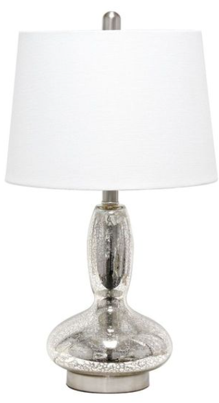 Lalia Home Glass Dollop Table Lamp with White Fabric Shade