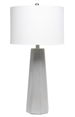 Lalia Home Concrete Pillar Table Lamp with White Fabric Shade