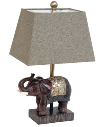 Lalia Home Elephant Table Lamp with Fabric Shade