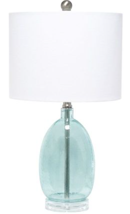 Lalia Home Oval Glass Table Lamp with White Drum Shade
