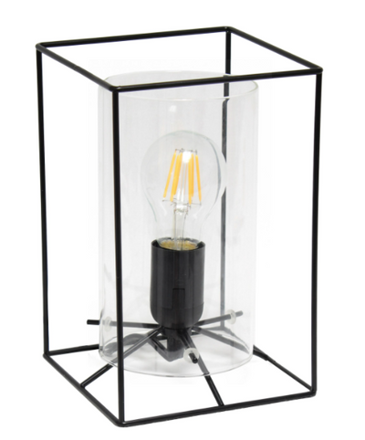 Lalia Home Framed Table Lamp with Cylinder Glass Shade