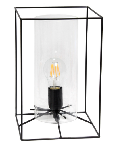 Lalia Home Framed Table Lamp with Clear Cylinder Glass Shade