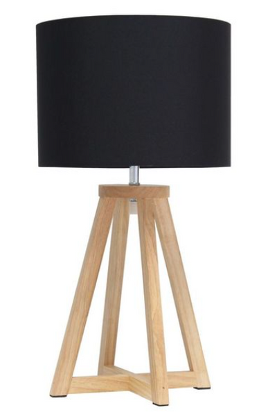 Simple Designs Interlocked Triangular Wood Table Lamp with Fabric Shade
