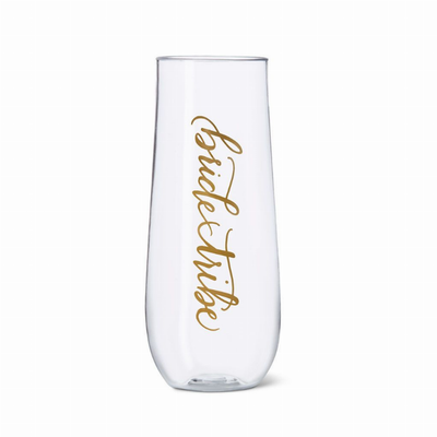 Bride/Bridesmaid Durable Plastic Stemless Champagne Glass 11 oz.