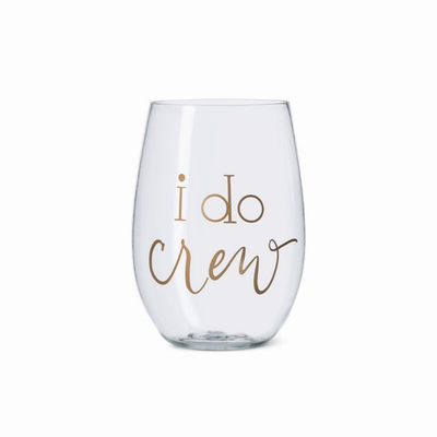 Bride/Bridesmaid Durable Plastic Stemless Wine Cups with Gold Logo 16 oz.