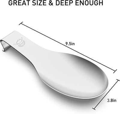 Spoon Rest Set of 3,  Large Patula Ladle Holder, Stainless Steel Brushed Finish Spoon Rest Holder, Utensil, Dishwasher Safe