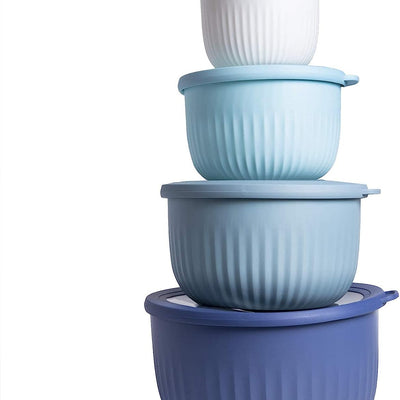 Prep Bowls with Lids- Deep Mixing Bowls Nesting Plastic Small Mixing Bowl Set with Lids (Blue Ombre)