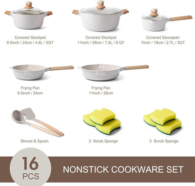 Pots and Pans Set - Non-Stick Cookware Sets, Ceramic Nonstick Pots and Pans Set Frying Pans Stock Pot and Saucepan Sets with Lid, Non Sticking Cooking Sets, Induction Pot Set White