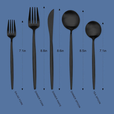Matte Black Silverware Set, 20-Piece Stainless Steel Flatware Cutlery Set for 4, Dishwasher Safe