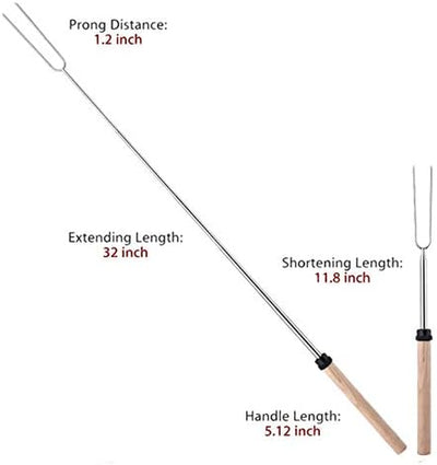 10 Pack Marshmallow Roasting Sticks 32 Inch Extendable Smore Skewers Hot Dog Roasting Sticks Marshmallow Skewers for Fire Pits Bonfire