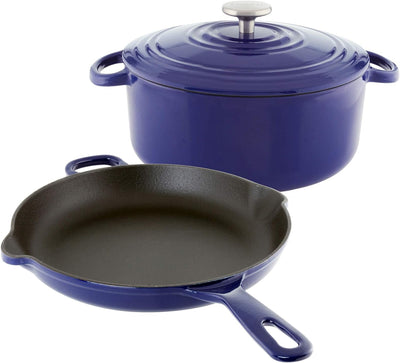 Enameled Cast Iron Cookware, 3 Pc Set, Cobalt Blue