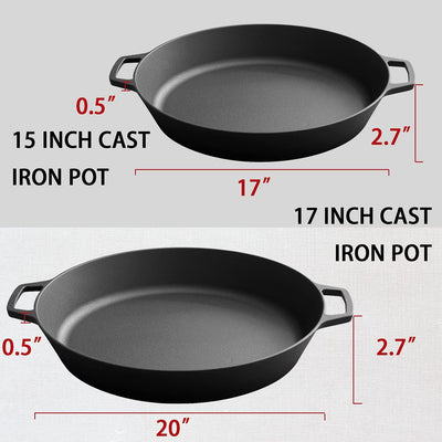 Cast Iron Pot with Lid, Pre Seasoned 2-In-1 Cast Iron Dutch Oven with Lid，Black Cast Iron Pan,Deep Frying Pan for Kitchen/Indoor/Outdoor/Camping