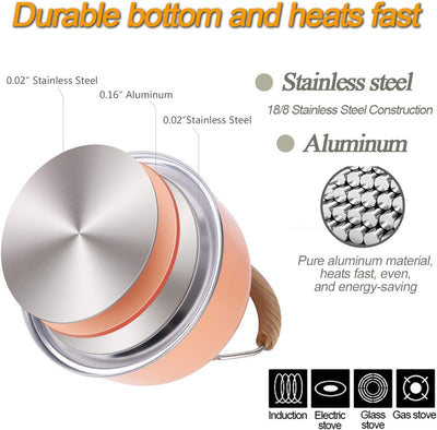 Tea Kettle, Tea Pot with Cool Touch Ergonomic Handle, Tea Kettle Food Grade Stainless Steel, Tea Kettle Stovetop, Kettle Teapot, Whistling Tea Kettle, Tea Kettle Pot, 2.5 Quart (Orange)