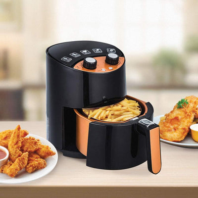 2 QT Air Fryer - Turbo Cyclonic Airfryer with Rapid Air Technology for Less Oil-Less Cooking. Includes Recipe Book (Black)