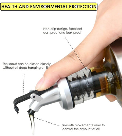 11 Oz Oil Dispenser with Spout & Funnel,Olive Oil Measuring Dispenser,Premium Stainless Steel Glass Oil and Vinegar Dispenser Set,Olive Oil Bottle Dispenser,Oil Bottles for Kitchen(Set of 2)