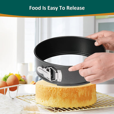 3Pcs Springform Cake Pan Set - 4 7 9 Inch Steel Nonstick Leakproof Cheesecake Pans round Cake Molds Removable Bottom Bakeware for Smash Cake, Pizzas and Quiches with 2 Pastry Bags 6 Icing Tips