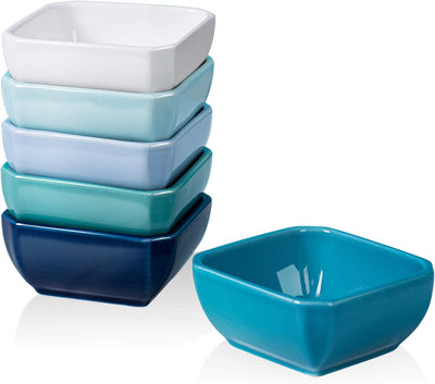 6 Oz Ramekins - Ramekins for Creme Brulee-  Square Porcelain Ramekins Oven Safe, Souffle Dish Ramekins for Baking Souffle Ramekins Ramekins Bowls, Set of 6 Colorful