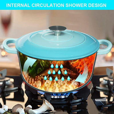 Vicien  Dutch Oven - Enamel Cast Iron Dutch Oven with Lid - 4Qt Cast Iron Dutch Oven Pot for Home Baking, Braiser, Cooking (Blue)