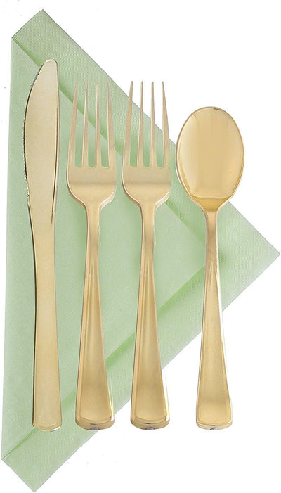 Party Bargains Disposable Plastic Silverware Flatware Forks | Durable & Elegant Stylish Polished Gold Cutlery | Pack of 120