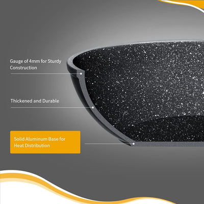 Nonstick Skillet 11 Inch with Sturdy Stainless Steel Handle, Frying Pan for All Stoves, Induction Omelette Pans, Black Cookware, Oven & Dishwasher Safe