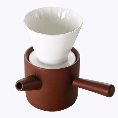 Ceramic Coffee Maker Pour over Coffee Drip Friends Gift with a Handle Coffee Server Pot and Coffee Filter Brown Color
