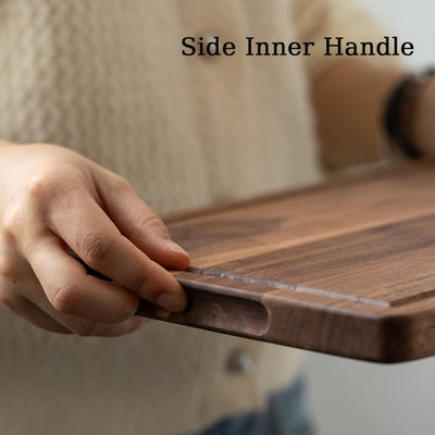 Walnut Cutting Board for Kitchen, Wooden Cutting Board with Juice Groove and Side Handle, Wood Board for Food and Charcuterie (16 X 11 In)
