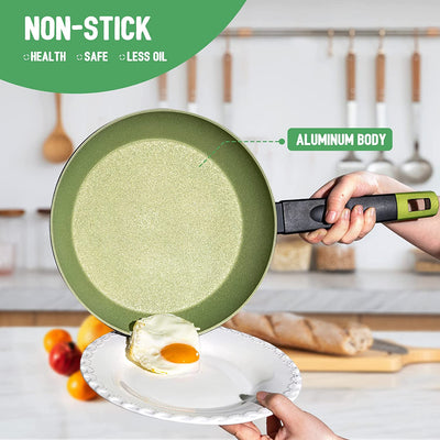 Pots and Pans Set, Nonstick Cookware Set, Frying Pans, Sauce Pots, Induction Stove & Dishwasher Safe, 10 Piece Cooking Sets, Avocado Green (10Piece, Green)