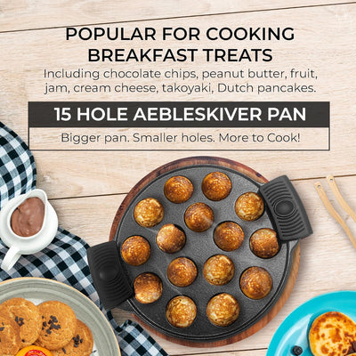 Cast Iron Aebleskiver Pan/Ebelskiver Pan/Ideal for Poffertjes Pan (15 Hole)