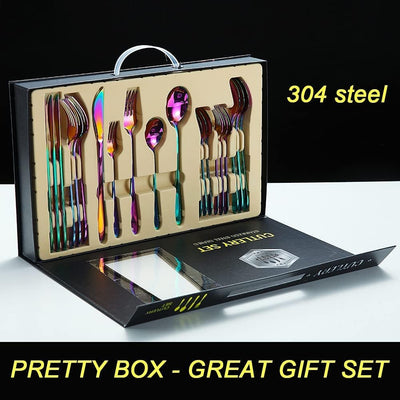 20 Piece Rainbow Silverware Set Service for 4, 18/10 Multicolor Stainless Steel Flatware Cutlery Set Eating Utensils Set for Home Kitchen Restaurant, Mirror Polished, Dishwasher Safe