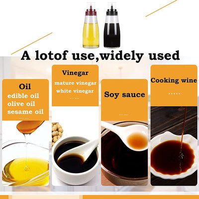 Olive Oil and Vinegar Dispenser Set, Oil Dispenser 10OZ Glass Cruet Bottles for Kitchen Cooking, No Drip Tops, Vinegar Dispenser, Oil Dispenser Bottle (Black +Red)