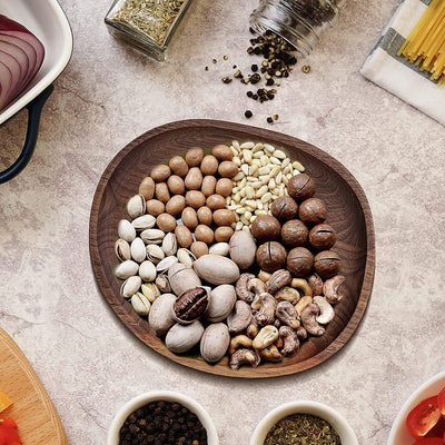 Walnut Serving Tray Platter Natural Wood Dish for Food Holder/Bbq/Party Buffet, Dessert Appetizer Salad Plates for Fruits Cookie Bread Vegetable